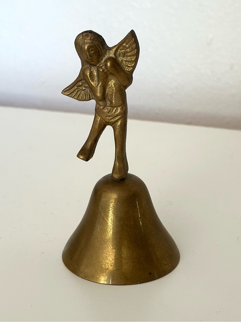 Vintage Brass Angel Bell Cherub Handle Hand Bell